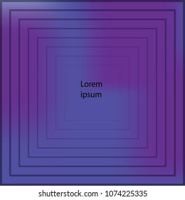 Abstract stripped background in purple and blue colors. Square frame for ads or covers. Vector illustration eps10.