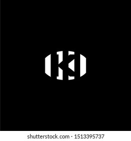 abstract stripped circle white K logo letter design concept vector illustration.