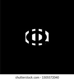abstract stripped circle white Q logo letter design concept vector illustration.