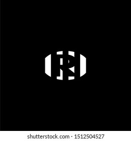 abstract stripped circle white R logo letter design concept vector illustration.