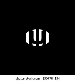 abstract stripped circle white U logo letter design concept vector illustration.