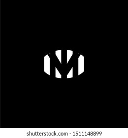 abstract stripped circle white V logo letter design concept vector illustration.