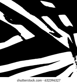 Abstract stripped composition for design elements. Black and white painting on canvas with brush strokes. Abstract art background. Vector.
