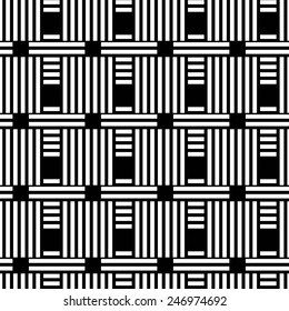 Abstract stripped geometric seamless pattern in black and white. Modern monochrome background texture. Lines, stripes