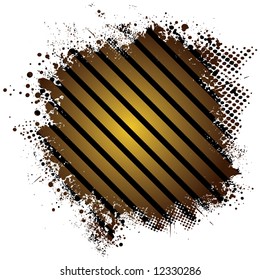 Abstract stripped golden background with half tone dot