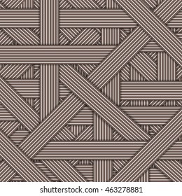 Abstract stripped and lines, brown geometric background. Chaotic interweaving strips. Modern stylish graphic texture for design, wallpaper.