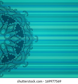 Abstract stripy vector background with beautiful lace stylized arabesque