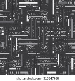 Abstract stroke and block urban motif. Seamless pattern.