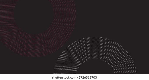 Círculos de trazo abstracto rojo y blanco sobre fondo negro