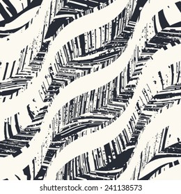 Abstract stroke diagonal wavy textured background. Seamless pattern. Vector.