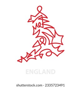 Abstract stroke map of England for rugby tournament. Vector illustration.