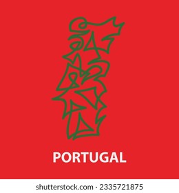 Abstrakte Karte von Portugal für Rugby-Turnier. Vektorgrafik.