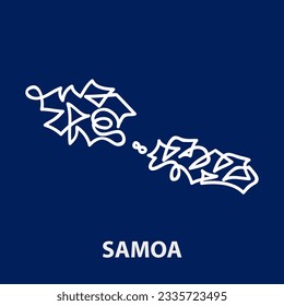 Abstract stroke map of Samoa for rugby tournament. Vector illustration.