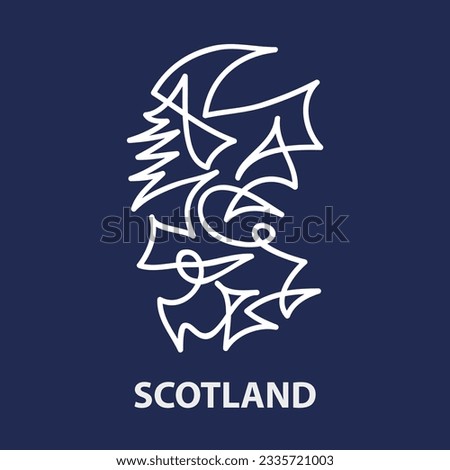 Abstract stroke map of Scotland for rugby tournament. Vector illustration.