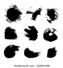 Abstract strokes of different freeform brush on paper