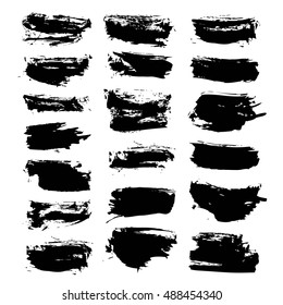 Abstract strokes painted by black paint vector objects isolated on a white background