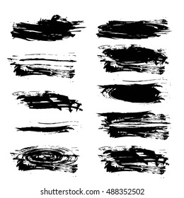 Abstract strokes painted by brush vector objects isolated on a white background