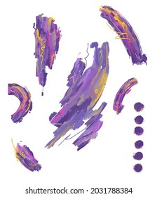 abstract strokes in purple, blue, and yellow.