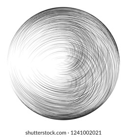 Abstract strokes that makes a sphere. Round textured shape. Modern element for design.
