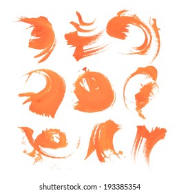 Abstract strokes of thick bright orange paint 1