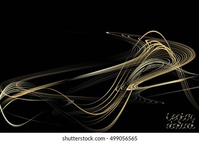 Abstract Structural Curved Background. Beige Lines and Golden Waves.  Vector. 3d Illustration