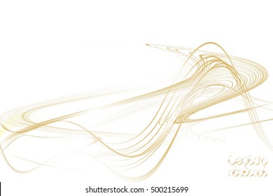 Abstract Structural Curved Background. Beige Lines and Golden Waves.  Vector. 3d Illustration