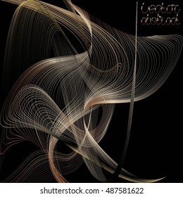 Abstract Structural Curved Background. Bronze Lines and Copper Waves.  Vector. 3d Illustration