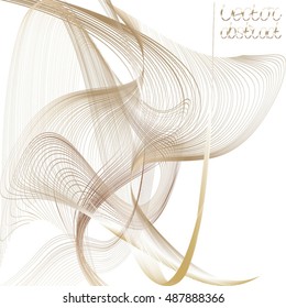 Abstract Structural Curved Background. Bronze Lines and Copper Waves.  Vector. 3d Illustration