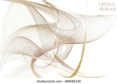 Abstract Structural Curved Background. Bronze Lines and Copper Waves.  Vector. 3d Illustration