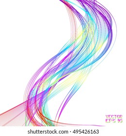 Abstract Structural Curved Background. Colorful Lines and Rainbow Waves.  Vector. 3d Illustration