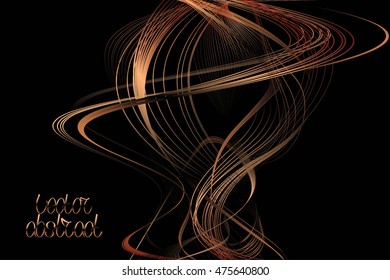 Abstract Structural Curved Background. Copper Lines and Ginger Waves. Vector 3d Illustration
