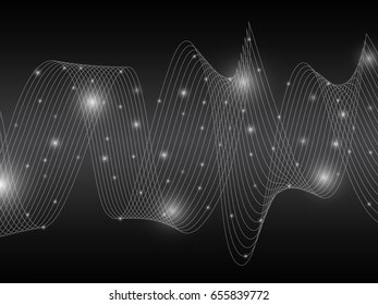 Abstract Structural Curved Background with Glow. white Lines and Waves. Vector  Illustration