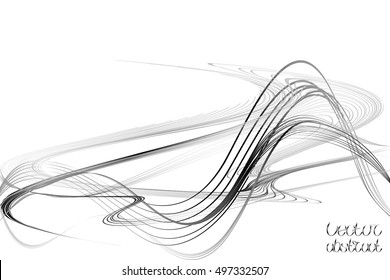 Abstract Structural Curved Background. Grey Lines and Black Waves.  Vector. 3d Illustration