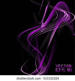 Abstract Structural Curved Background. Magenta Lines and Pink Waves.  Vector. 3D Illustration