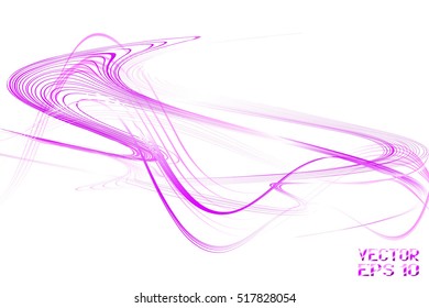 Abstract Structural Curved Background. Magenta Lines and Pink Waves.  Vector. 3D Illustration