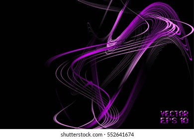 Abstract Structural Curved Background. Magenta Lines and Pink Waves.  Vector. 3D Illustration