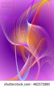 Abstract Structural Curved Background. Orange Lines and Pink Waves.  Vector. 3d Illustration