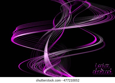 Abstract Structural Curved Background. Violet Lines and Pink Waves. Vector. 3d Illustration