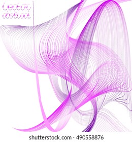 Abstract Structural Curved Background. Violet Lines and Pink Waves.  Vector. 3d Illustration