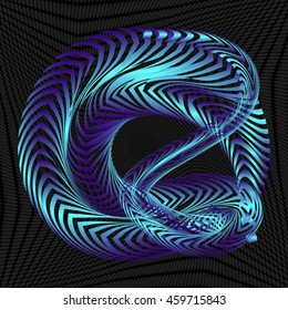 Abstract Structural Curved Pattern. Blue Lines and Violet Waves. Vector. 3d Illustration