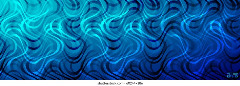 Abstract Structural Curved Pattern. Blue Lines and Waves. Poster for Print. Vector Illustration
