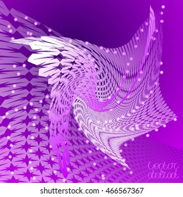 Abstract Structural Curved Pattern. Complex Violet Mesh. Vector. 3d Illustration