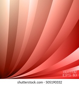 Abstract Structural Curved Pattern. Red Lines and Orange Waves. Poster for Print. Vector Illustration