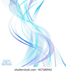 Abstract Structural Curved Pattern. Turquoise Lines and Blue Waves. Vector. 3d Illustration