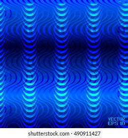 Abstract Structural Curved Pattern. Turquoise Lines and Blue Waves. Poster for Print. Vector. 3d Illustration