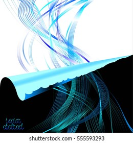 Abstract Structural Curved Pattern. Turquoise Lines and Blue Waves. Vector. 3d Illustration