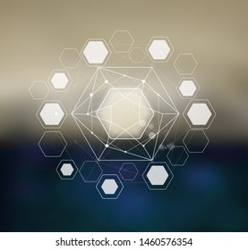Abstract structure. Blurred abstract background with polygonal elements. Science, modern research, the future.