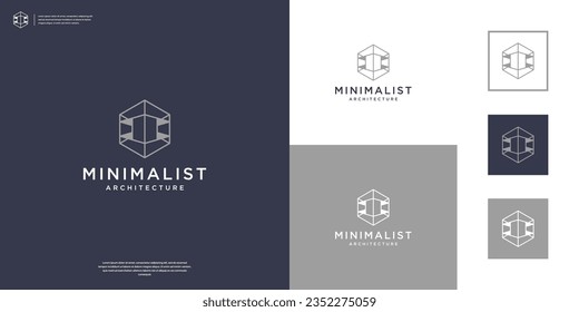 Abstract structure building logo. Simple line architect symbol