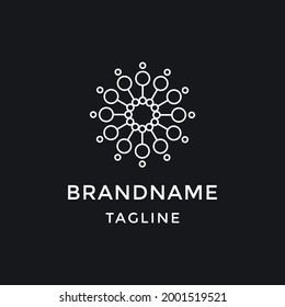 Abstract structure logo design template. Geometric dot hub swirl flower sign.