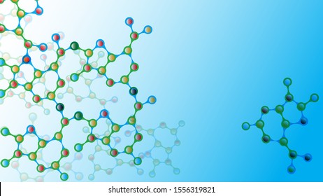 Abstract structure for Science or medical background. DNA helix, DNA strand, molecule or atom, neurons. Wave flow. Scientific vector illustration genetic engineering and gene manipulation concept.